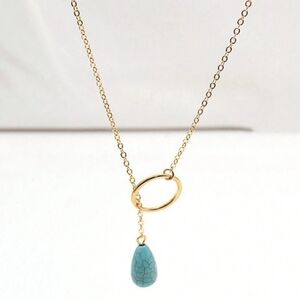 Anthropologie Turquoise Teardrop Lariat Necklace